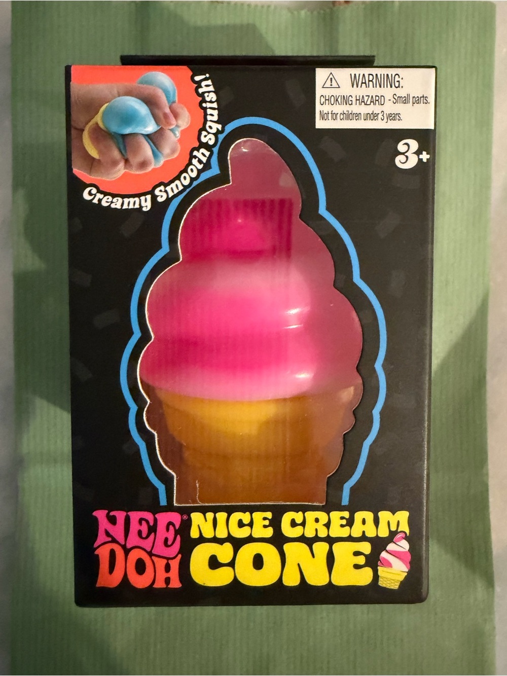 AUTHENTIC Schylling NeeDoh Pink & Yellow Nice Cream Cone Squishy Toy
